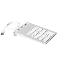 Shenzhen Factory Price Aluminum Finish USB Numeric Keypad with USB Hub Combo