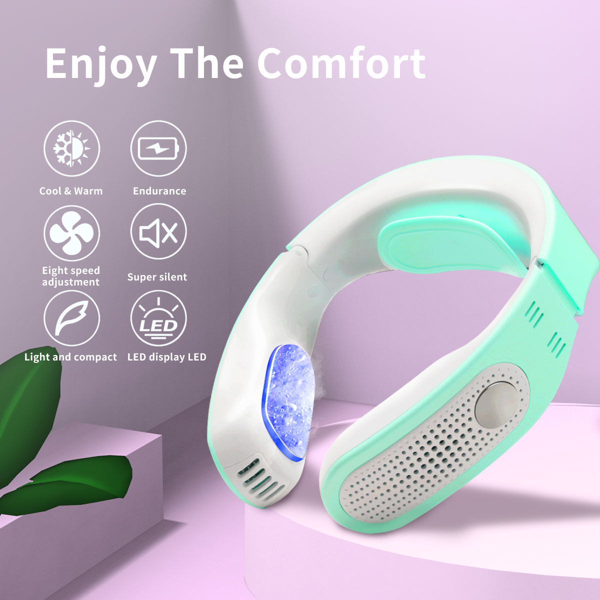 ALLKEI Brand New Mini Leafless Neck Fan 2600mAh Battery Operated Outdoor Sports Cooling Fans USB Neck Cooler And Heater Fan