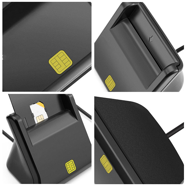 USB 2.0 ATM Smart Card Reader with sim card slot