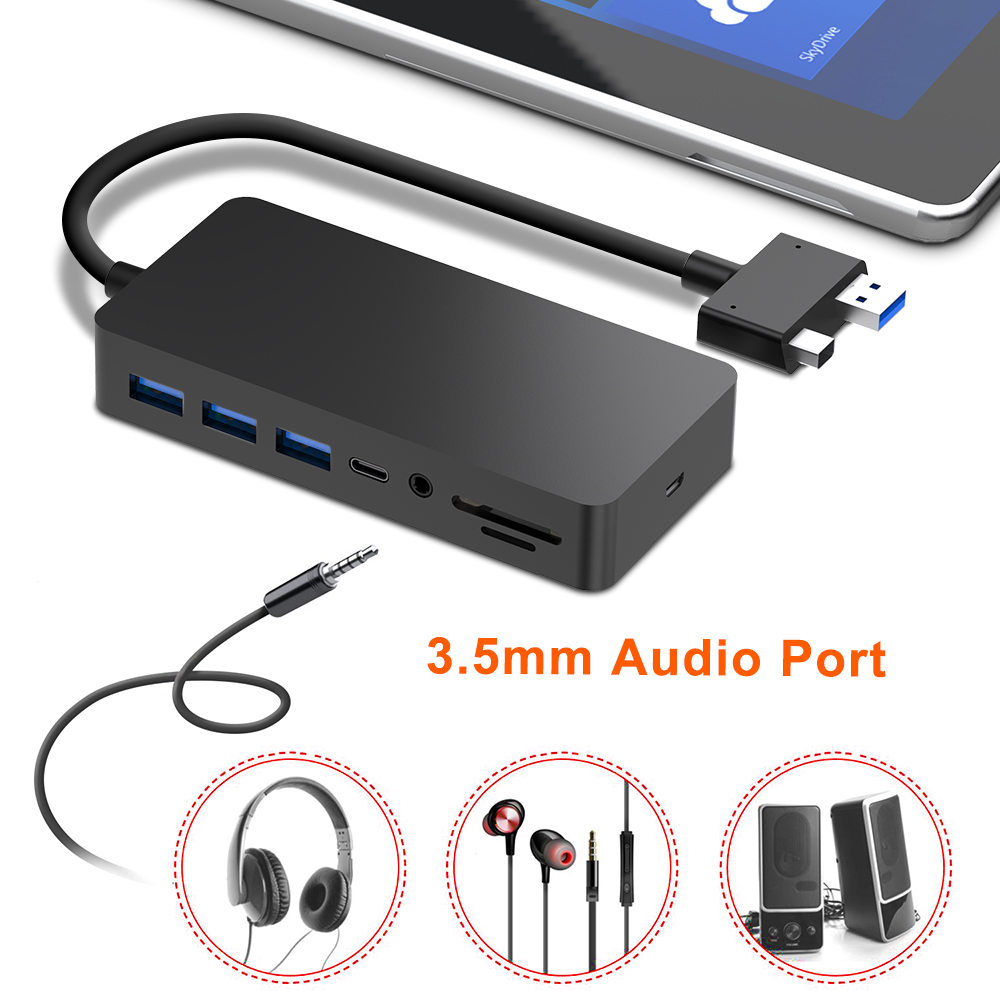 Hot Selling 2020 Docking Station USB 3.0 Type C Hub To HDMI DP VGA RJ45 Ethernet SD/TF Card Slot 3.5mm Audio Port for Surface Pro 4/5/6
