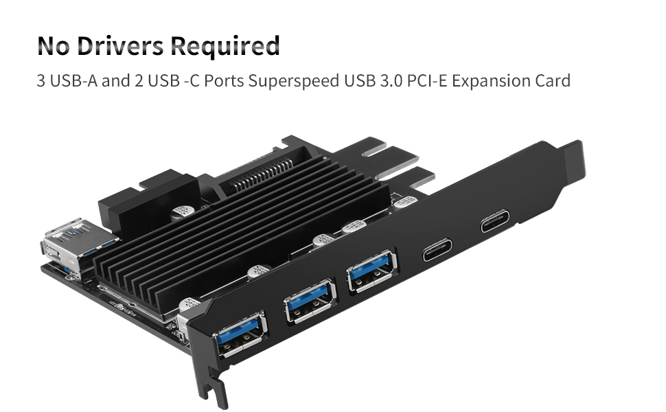 Allkei Super Speed PCIE To USB 3.0 Expansion Card TypeC PCI Expansion