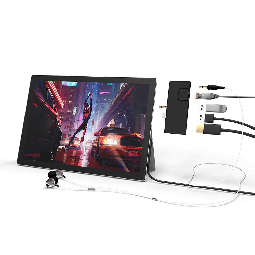 5 Ports USB To HDMI Hub Multi Ports Ethernet RJ45 Audio USB 3.0 Hub 4K30HZ HDMI Surface Go Hub