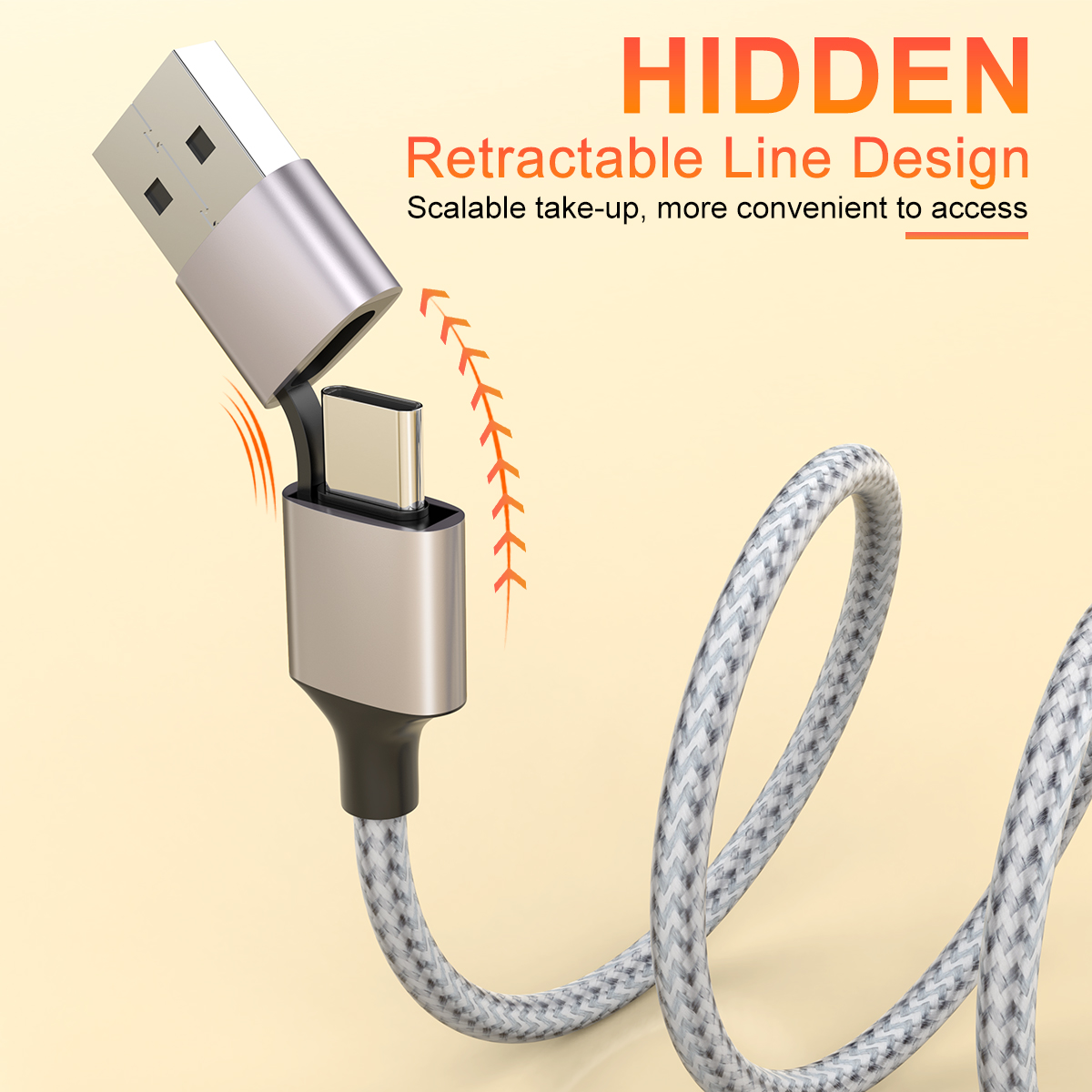Allkei Multi 5 In 1 Universal USB Fast Charging Cable 3A 1.8M/6FT USB A/Type C To Lightning +Type C+Micro USB Nylon Braided Sync Charge