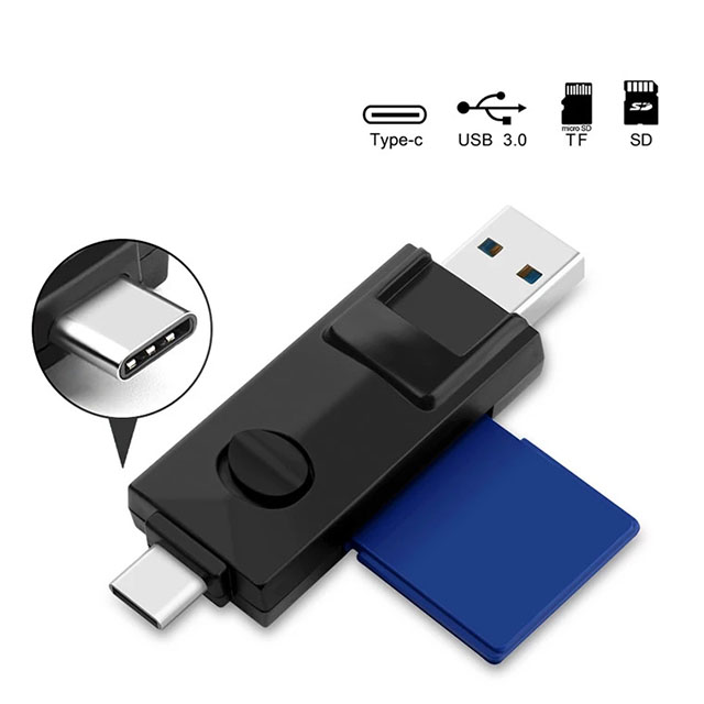 Newest design Type c USB 3.0 card reader with OTG funtion and switch