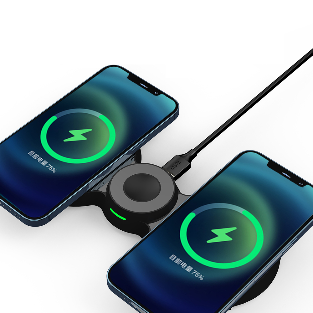 Allkei H20 Newest Flat Cellphone Qi 15W Earbuds Wireless Charging Phone Magnetic 3 In 1 Wireless Chargers