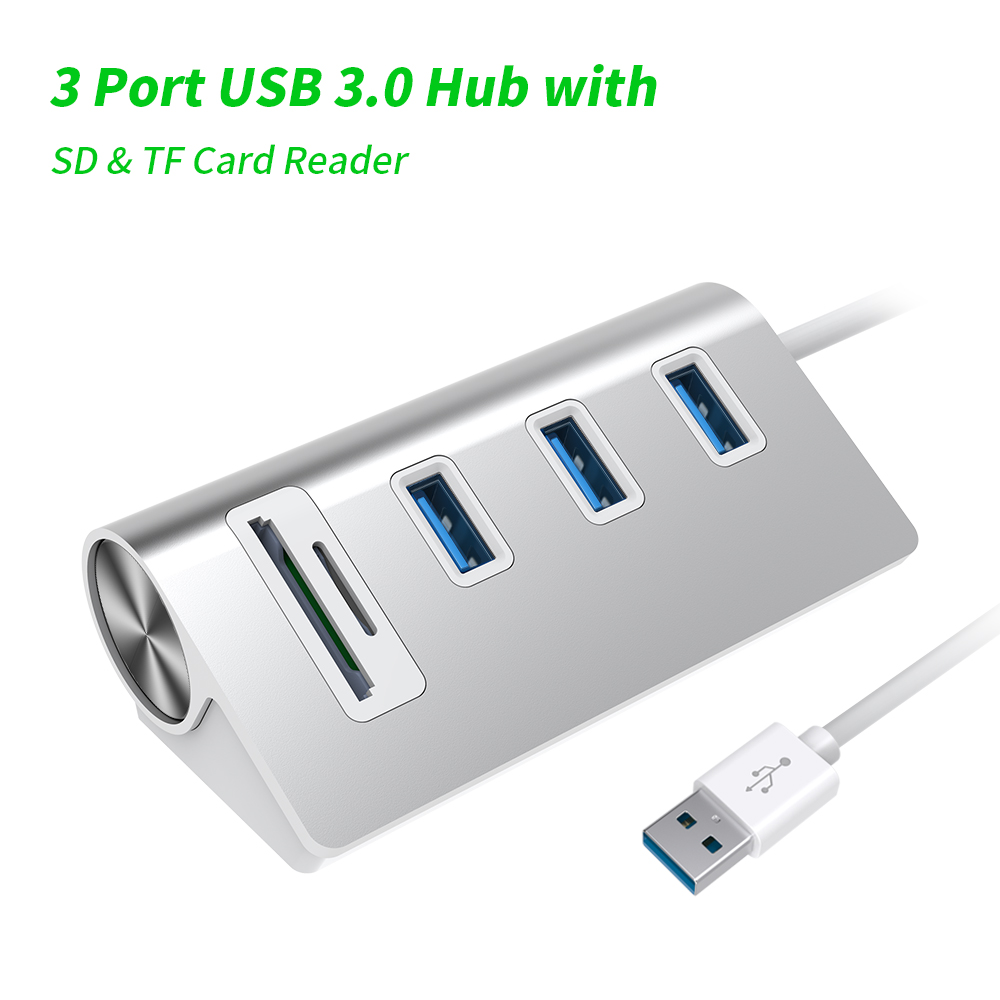 Multifunction USB 3.0 HUB SD TF Card Reader for Macbook Aluminum USB 3.0 3-port Hub with SD TF Card Reader Combo for Laptops iMac MacBook MacBook Pro