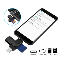  Portable usb3.0 micro usb sd otg card reader with support charging