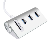 Free Shipping Aluminum 5 in 1 SD Card Reader 5Gbps Charging USB 3.0 Hub Adapter for Macbook 