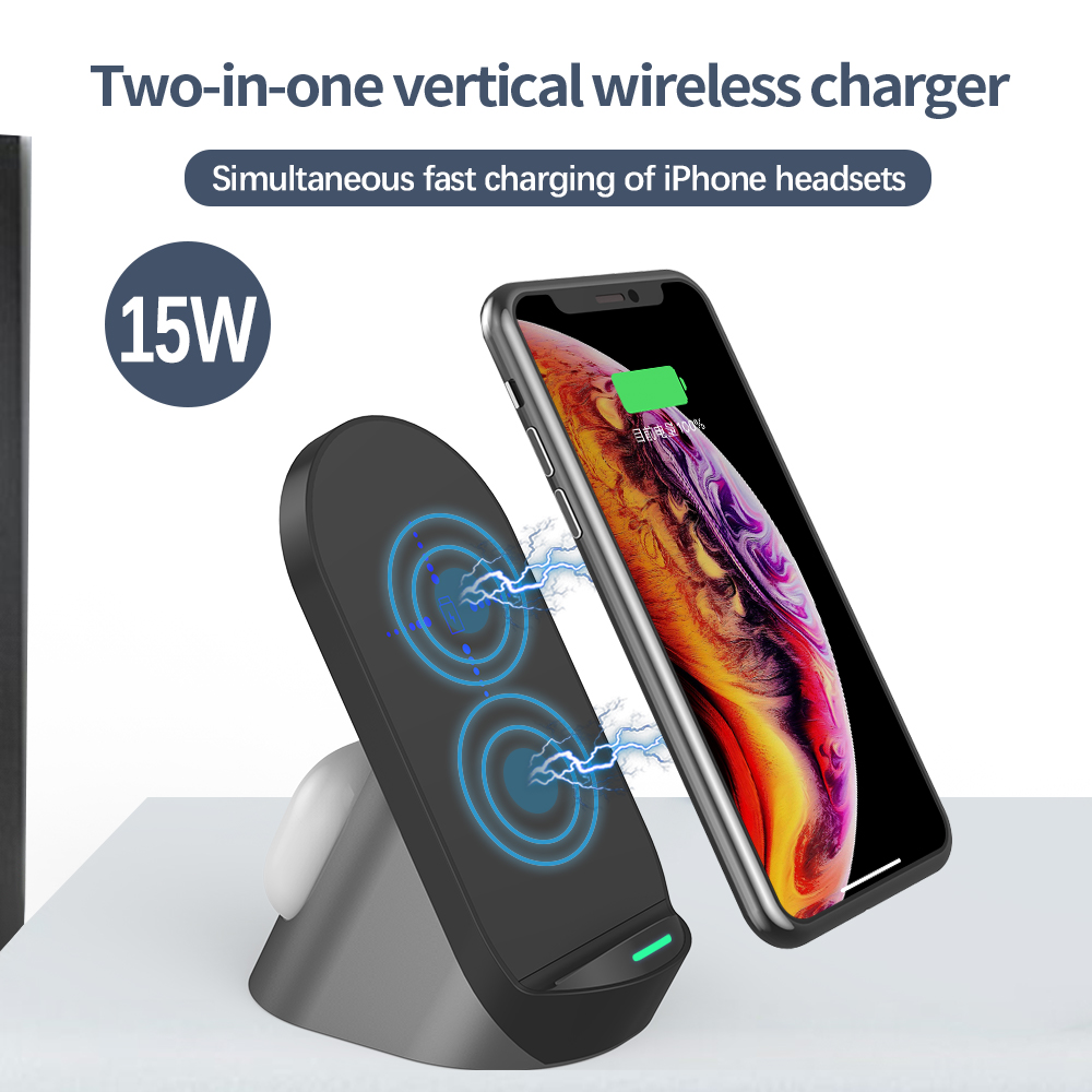Best Portable USB Type C Qi Wireless Charger Mobile Stand 15W 2 in 1 Wireless Charging