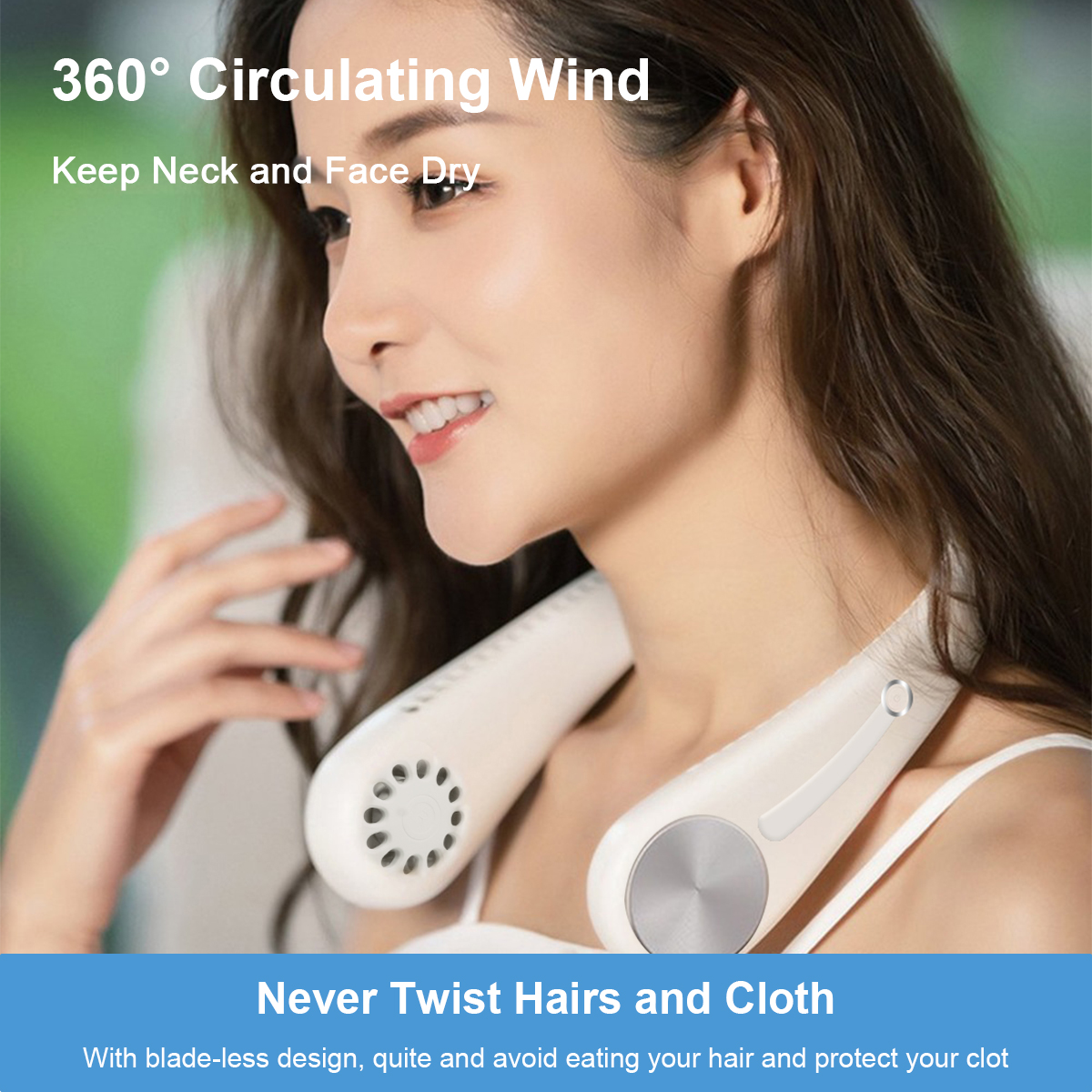  360 Degrees Air Cooler Mini USB Outdoor Sport Cooling Wearable Personal Rechargeable Hands Free Portable Neck Bladeless Fan
